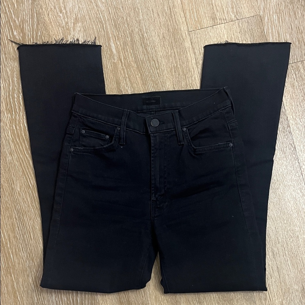 Mother The Insider Crop Step Fray Not Guilty Black High Rise Jeans size 27 - Picture 11 of 14